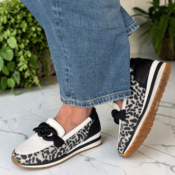 Womens Lotus ULS648 Lorrain Loafers - Black Leopard
