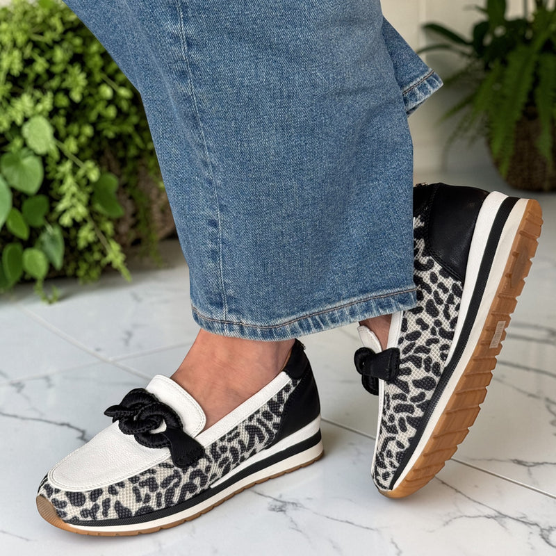 Womens Lotus ULS648 Lorrain Loafers - Black Leopard
