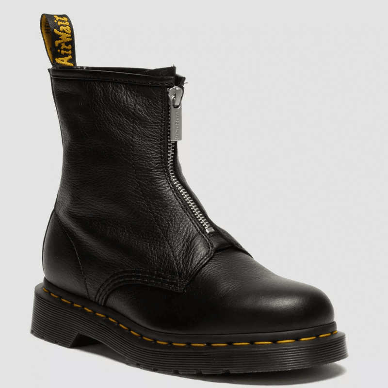 Womens Dr Martens 1460 Zip Front Virginia Soft Leather Black Boots - Black