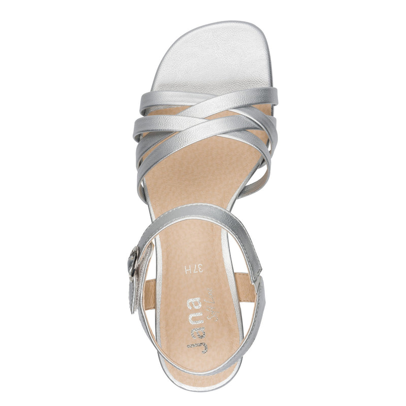 Womens Jana 28279 Silver Heeled Sandals - Silver