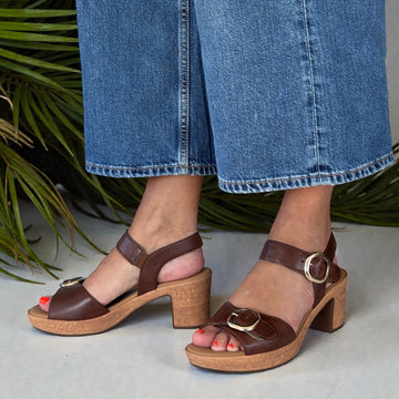 Womens Gabor 84.764 Ivory Platform Heeled Sandals - Brown