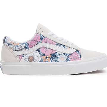 Womens Vans White Multi Floral Retro Old Skool Trainers