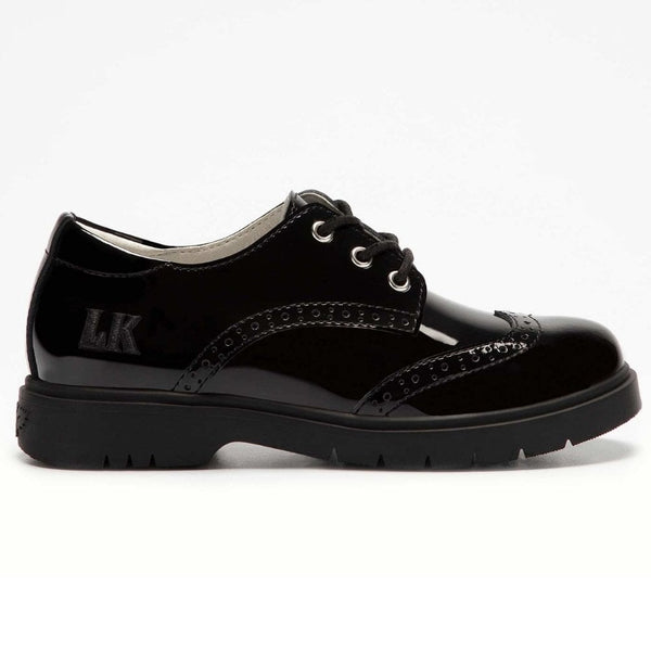 Junior Girls Lelli Kelly Florence Lace Up Brogue Black Patent School Shoes - Black Patent