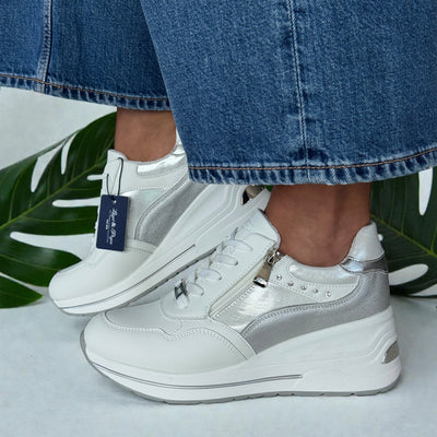 Womens Lloyd & Pryce Clohessy Wedge Side Zip Trainers - Coconut Chrome