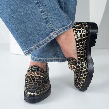Womens Zanni & Co Chain Detail Daqia Loafers - Bling Ring