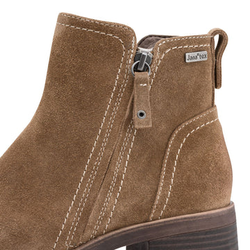 Womens Jana 25711 Side Zip Ankle Boots - Camel Suede