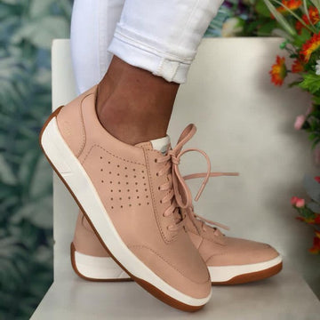 Womens Clarks Ladies Hero Air Lace Light Pink Trainers - Pink