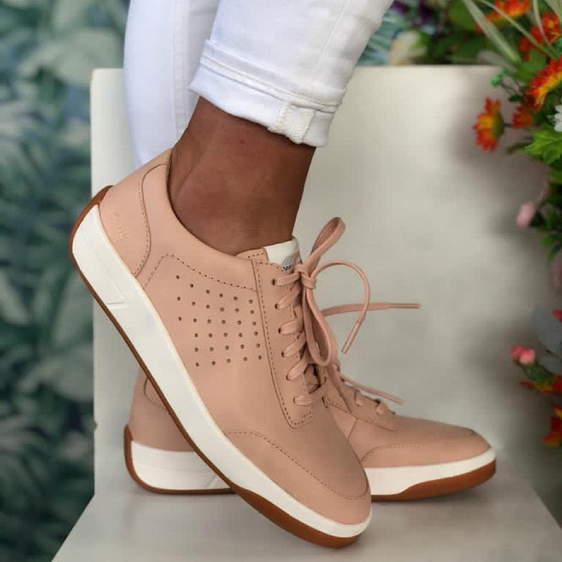 Womens Clarks Ladies Hero Air Lace Light Pink Trainers - Pink