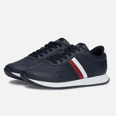 Mens Tommy Hilfiger Signature Tape Lace Up Trainers - Navy