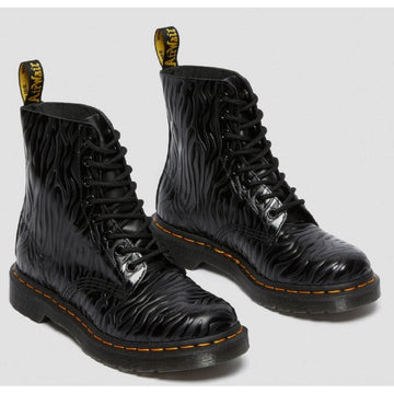 Womens Dr Martens 1460 Pascal Zebra Emboss Black Boots - Black