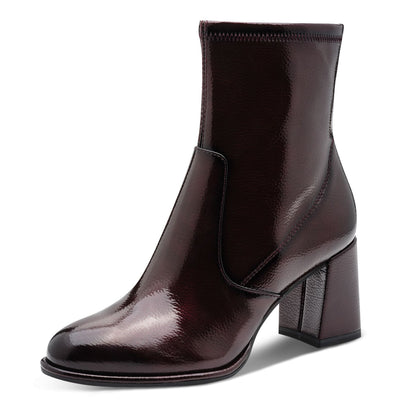 Womens Tamaris 25357 Ankle Boots - Merlot Patent