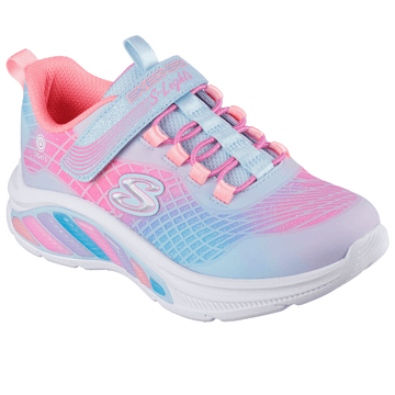Girls Skechers Rainbow Cruisers Light Up Trainers - Light Blue Multi