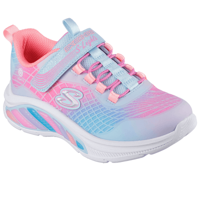 Girls Skechers Rainbow Cruisers Light Up Trainers - Light Blue Multi