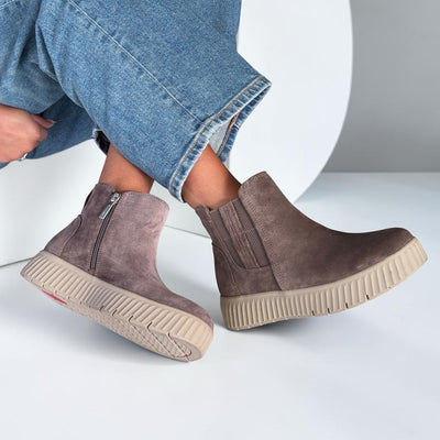 Womens Tamaris 85405 Mushroom Suede Ankle Boots - Mushroom Suede