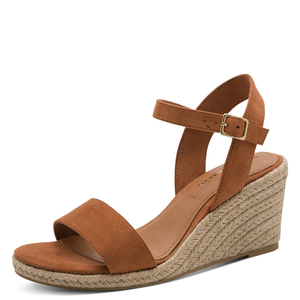 Womens Tamaris 28300 Cognac Wedge Sandals - Cognac