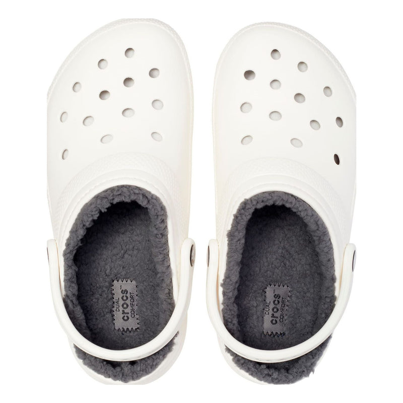 Mens Crocs Classic Lined Slippers - White/Grey