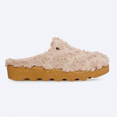 Womens Rohde 6118 Beige Fur Chunky Mule Slippers - Beige Gold