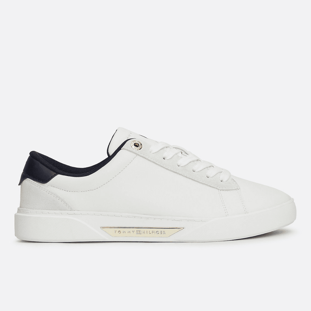 Womens Tommy Hilfiger Metal Hardware Leather Court Trainers