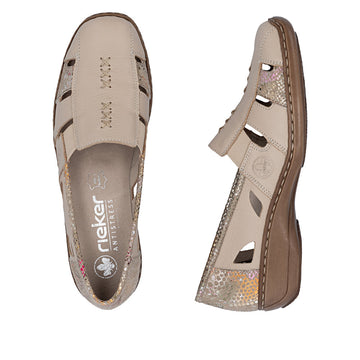 Womens Rieker 41385 Beige Heeled Sandal - Beige Gold