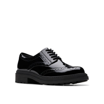 Girls Clarks Orinoco3 Derby School Shoes - Black Patent