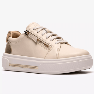 Womens Clarks Hollyrose Zip Platform Trainers - Cream Multi