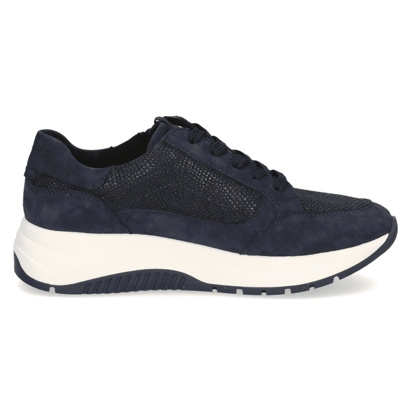 Womens Caprice 23709 Navy and Snake Side Zip Trainers - Navy