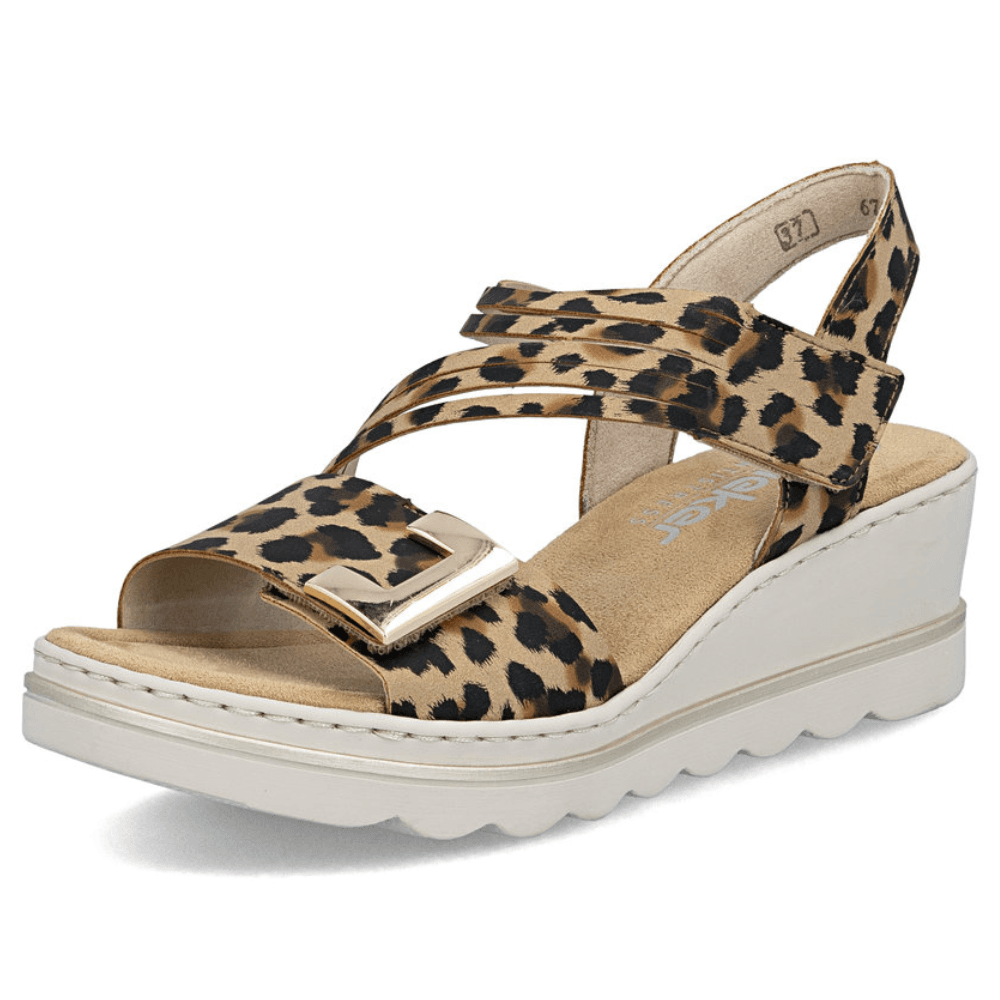 Womens Rieker 67410 Diagonal Strap Wedge Sandals
