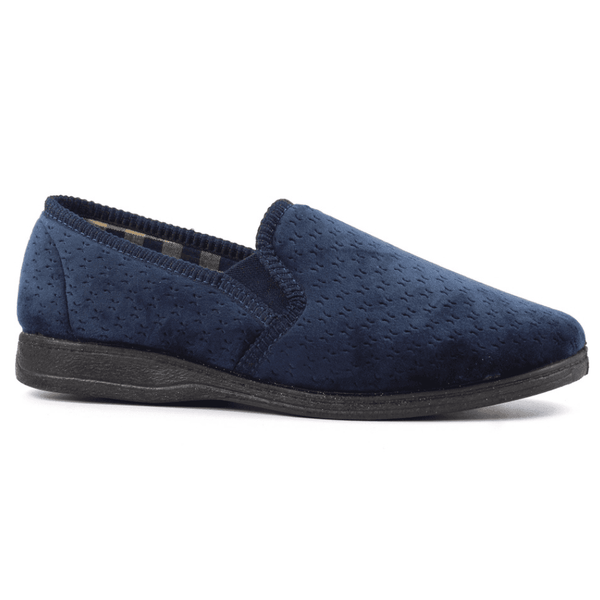 Lazy Dogz Mens Tamar Velvet Slippers - Navy