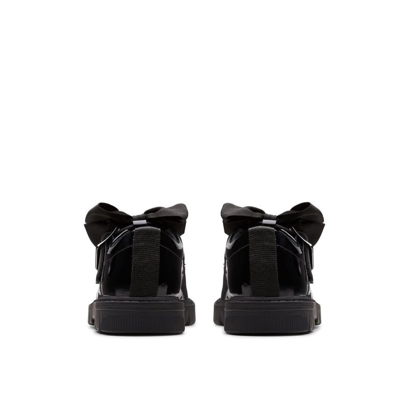 Girls Clarks Lorcam Jane Kid Black Patent School Shoes - Black Patent