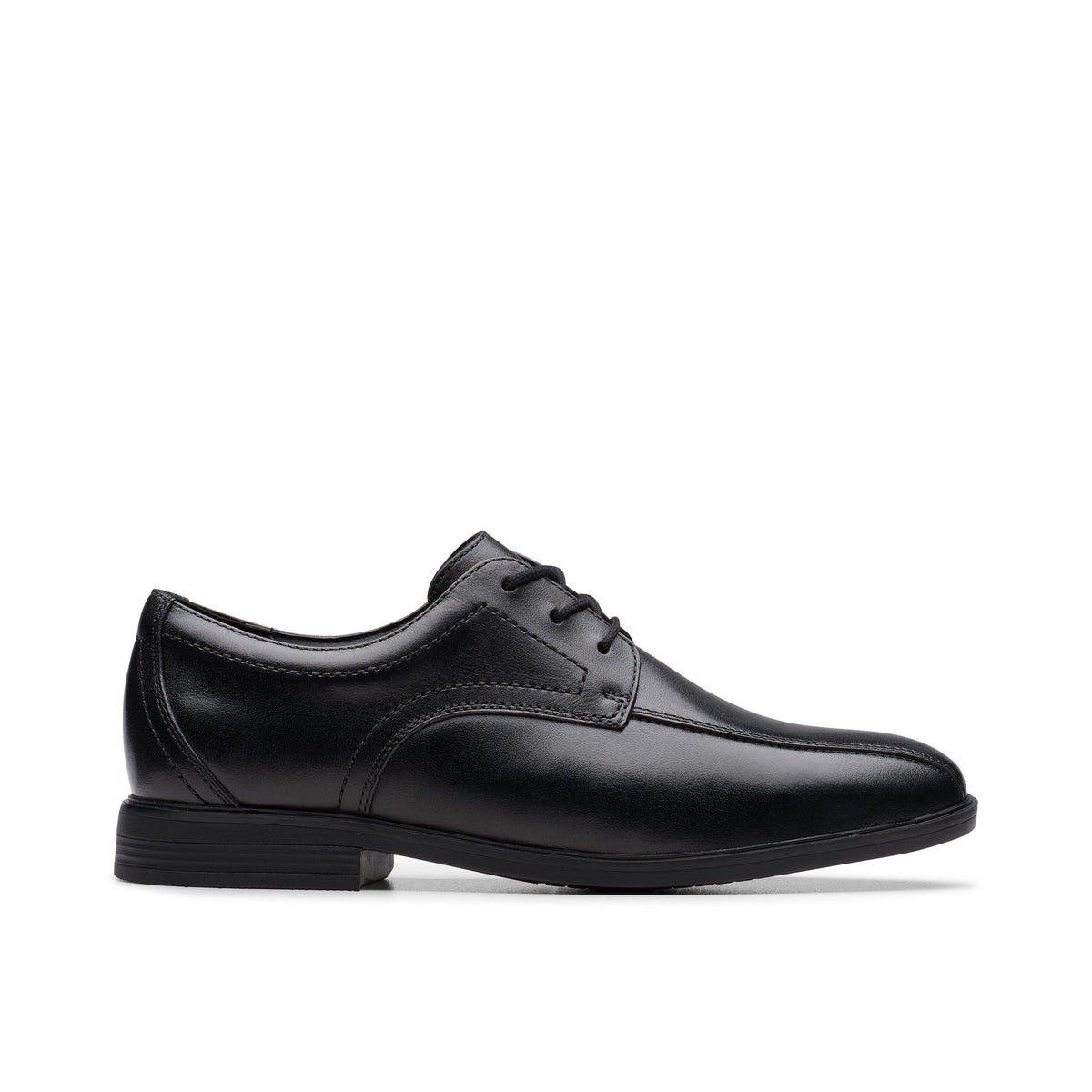 Boys Clarks Jonwin Loop Youth Black Laced School Shoes