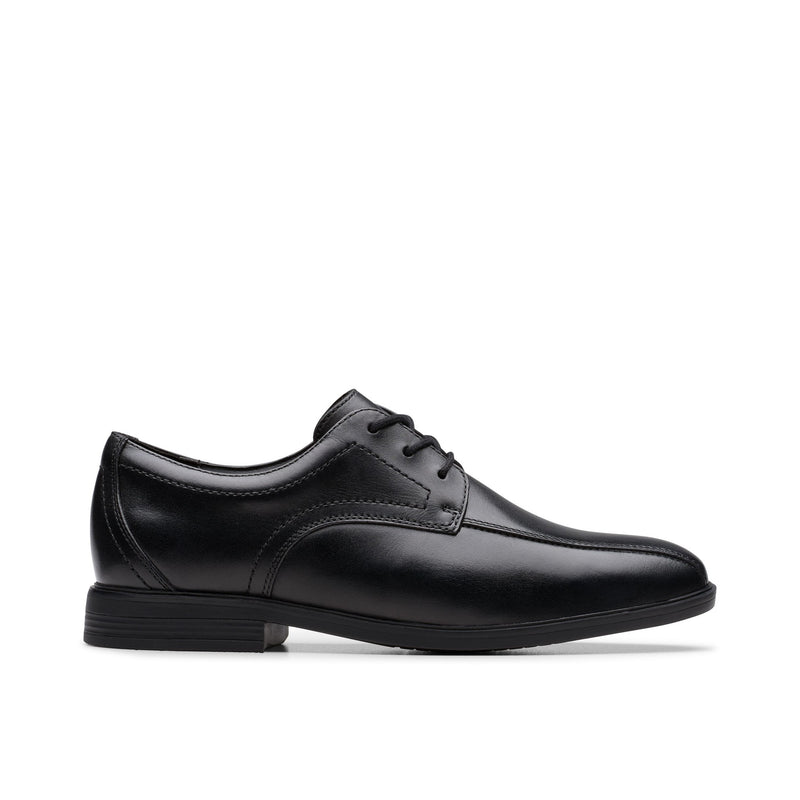 Boys Clarks Jonwin Loop Youth Black School Shoes - Black
