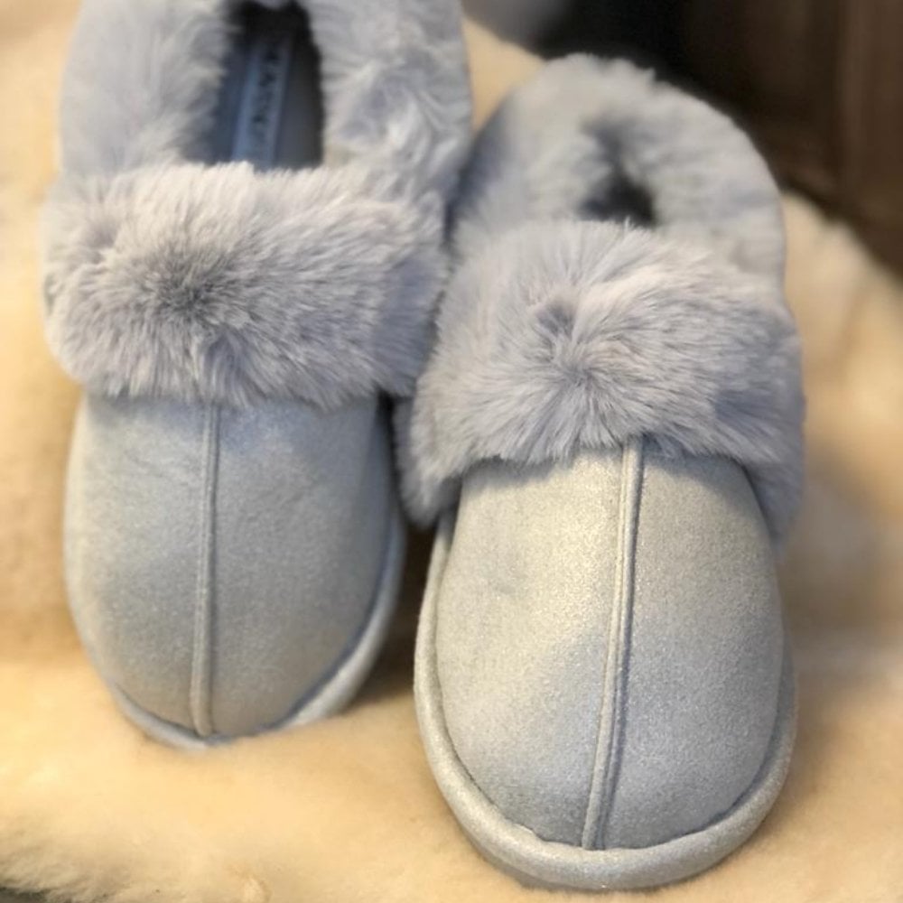 Womens Heavenly Feet Dynasty Silver Grey Slippers