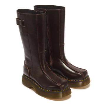 Unisex Dr. Martens Buzz Hi Dark Brown Gloss Leather Long Boots - Dark Brown