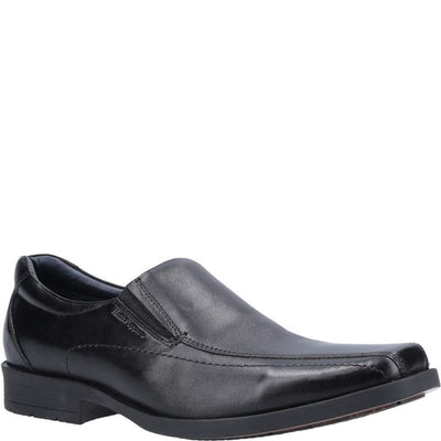 Boys Hush Puppies Brody Black Senior School Shoes - Black