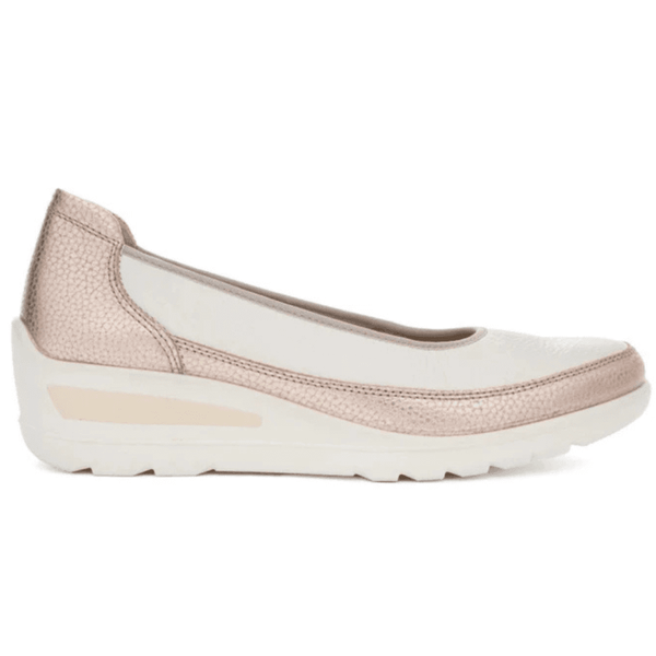 Womens Ara Zurich Cream and Gold Wedge Shoes - Cream