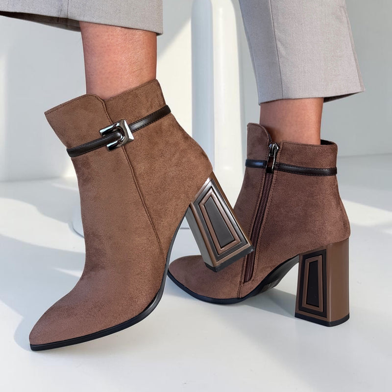 Womens Redz D5909 Taupe Ankle Boots - Taupe
