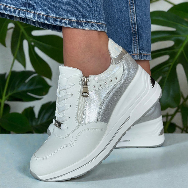 Womens Lloyd & Pryce Clohessy Wedge Side Zip Trainers - Coconut Chrome