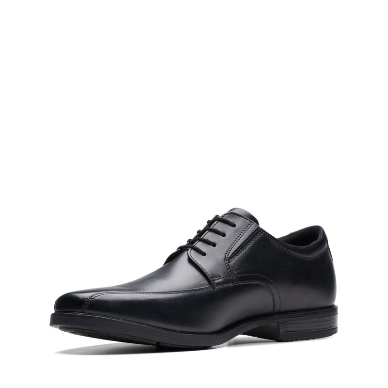 Boys Clarks Howard Over Black School Shoes - Black