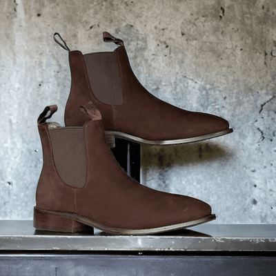 Mens Harrison Dark Brown Nubuck Leather Chelsea Boots - Brown