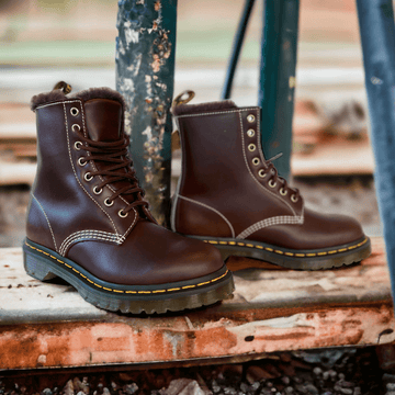 Womens Dr Martens 1460 Serena Fur Lined Boots - Dark Brown - Brown