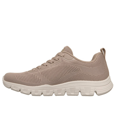 Womens Skechers 117700 Engineered Knit Lace Up Bobs B Lite Trainer - Taupe