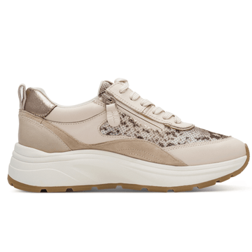 Womens Tamaris 23718 Beige and Snake Print Trainers - Beige Snake