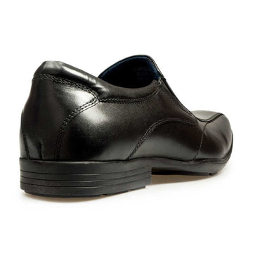 Boys Pod Dundee Black Leather Slip On School Shoes - Black