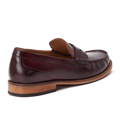 Base London Mens Garfield Burgundy Leather Loafers - Bordo