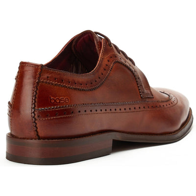 Mens Base London Havisham Tan Washed Brogue Formal Lace-up Shoe - Tan