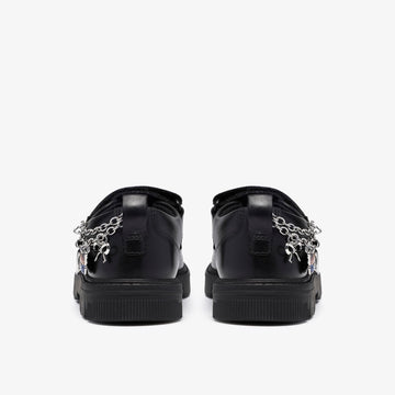 Girls Clarks Lorcam Charm Kid Black School Shoes - Black