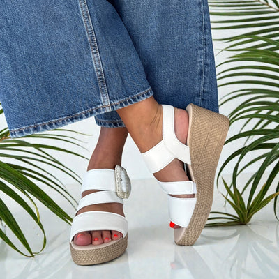 Womens Gabor 84.771 Embrace Wedge Sandal - White