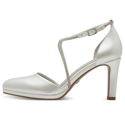 Womens Tamaris Diamante Strap High Heels - Pearl
