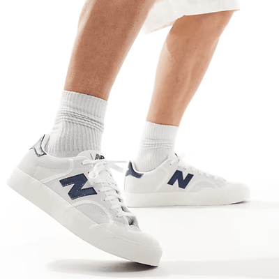Mens New Balance 100 Canvas - White with Blue