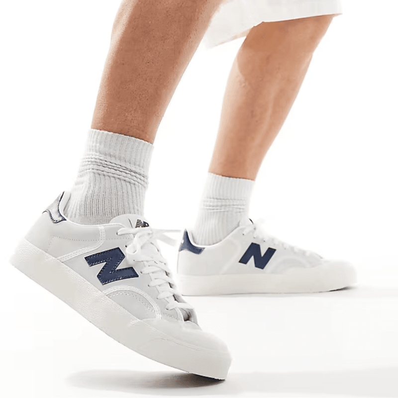 Mens New Balance 100 Canvas - White with Blue